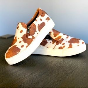 Cow Hide Print Southern Fried Chics Slip-On Shoes